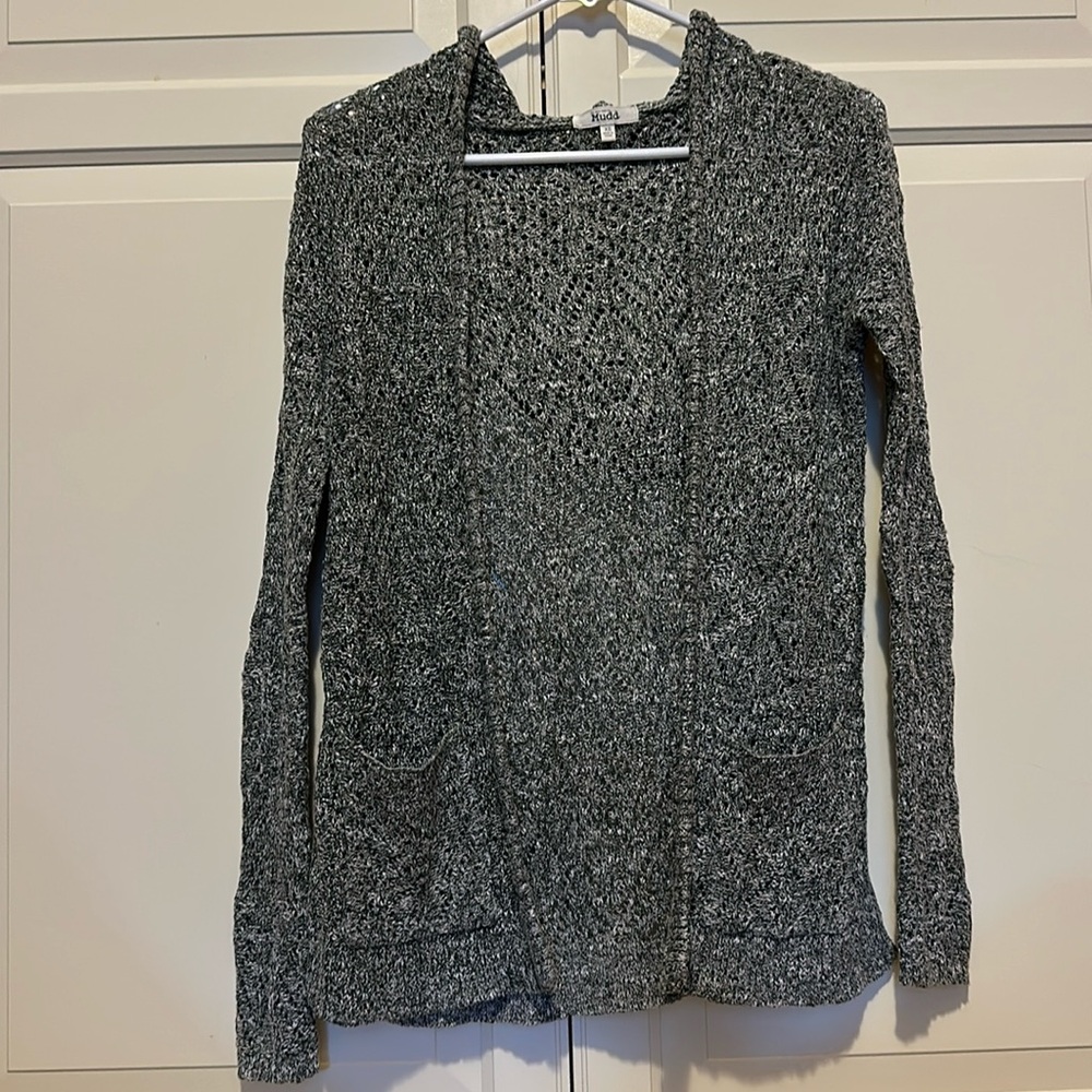 Women’s green/gray hooded cardigan